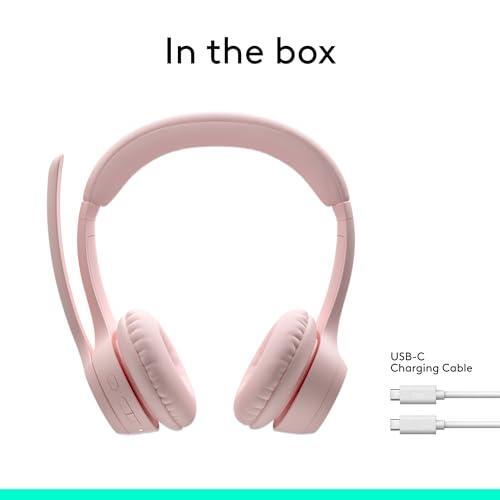 Logitech Zone 300 Wireless Bluetooth Headset with Noise-Canceling Microphone, Compatible with Windows, Mac, Chrome, Linux, iOS, iPadOS, Android – Rose