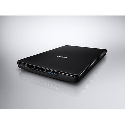 Epson - Perfection V39 II - Color Photo and Document Flatbed Scanner - 4800 dpi Optical Resolution - High-Rise, Removable Lid - Scan to Cloud - USB Power - Image Scanning - Black