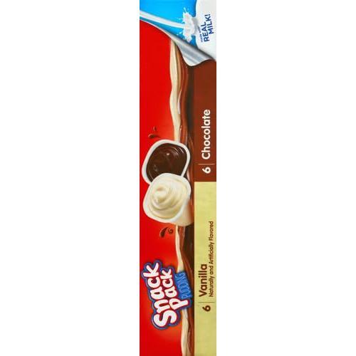 Snack Pack Chocolate and Vanilla Pudding Cups Family Pack, Lunchbox Snack, 12 Count (Pack of 1)