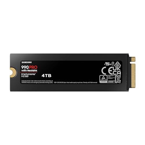 SAMSUNG 990 PRO Heatsink SSD 4TB, NVMe M.2, Speeds Up to 7,450MB/s Best for PlayStation® 5 (PS5 SSD) Console Expansion MZ-V9P4T0CW