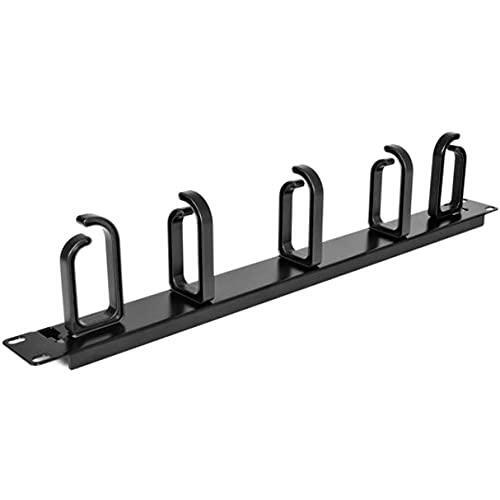 StarTech.com 19” Server Rack Cable Management Panel w/ D-Ring Hooks - 1U Horizontal or Vertical Wire and Cord Manager - Metal , TAA (CABLMANAGER2)