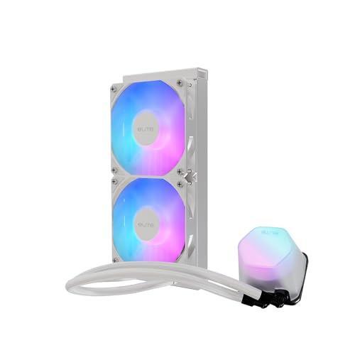 Design by Cooler Master 240 Elite Liquid White AIO CPU Liquid Cooler, R9|Ultra 7, Ceramic Bearing Pump, Translucent aRGB Cover, 240 Radiator, PWM Fans, AMD Ryzen AM5|4, Intel LGA 1851|1700 Platform