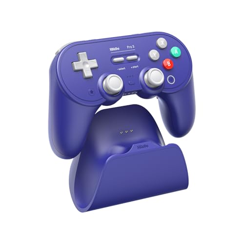 8BitDo Pro 3 Bluetooth Controller for Switch/Switch 2 – TMR Joysticks, Swappable ABXY Buttons, Pro Back Buttons, Charging Dock, Hall Effect Triggers, for Windows, Apple, SteamOS, Android - Purple