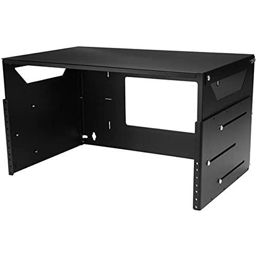 StarTech.com 2-Post 4U Open Frame Wall Mount Network Rack with Built-in Shelf, Wall Mount Data Rack with Adjustable Depth for AV / Computer / IT Equipment, TAA Compliant Server Rack (WALLSHELF4U)