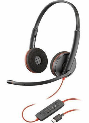 Poly Blackwire C3220 Headset - Stereo - USB Type C - Wired - 32 Ohm - 20 Hz - 20 kHz - Over-The-Head, Over-The-Ear - Binaural - Supra-aural - 5.20 ft Cable - Noise Cancelling Microphone - Black