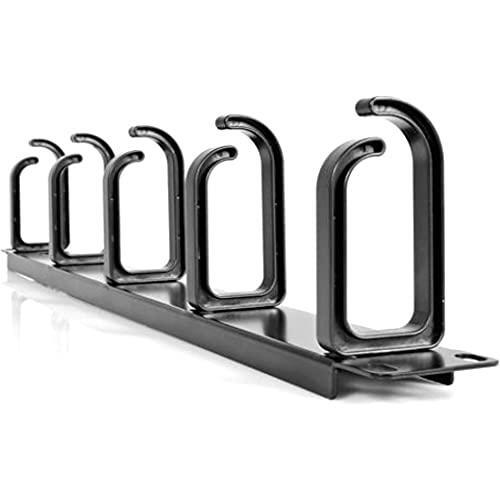 StarTech.com 19” Server Rack Cable Management Panel w/ D-Ring Hooks - 1U Horizontal or Vertical Wire and Cord Manager - Metal , TAA (CABLMANAGER2)