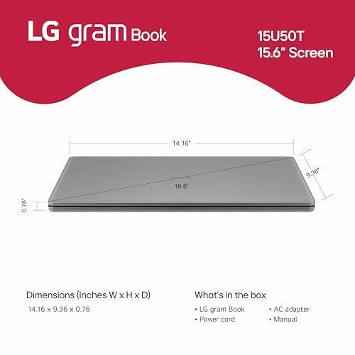 LG gram Book 15-inch Lightweight Laptop Computer, Intel Core i5-1334U Processor, Windows 11 Home, 8GB RAM, 512GB SSD - Titan Silver