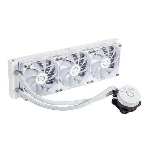 Cooler Master 360L Core White ARGB Close-Loop AIO Liquid Cooler, R9|i9 Gen S Dual Chamber Pump, 120mm PWM, 360mm Radiator, aRGB Lighting, AMD Ryzen AM5|4, Intel LGA 1851|1700 Platform