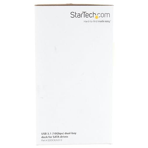 StarTech.com Dual-Bay USB 3.1 to SATA Hard Drive Docking Station, USB 3.1 (10 Gbps), External 2.5/3.5" SATA I/II/III, SSD/HDD Docking Station, Hot-Swap Hard Drive Bay, Top-Loading (SDOCK2U313)