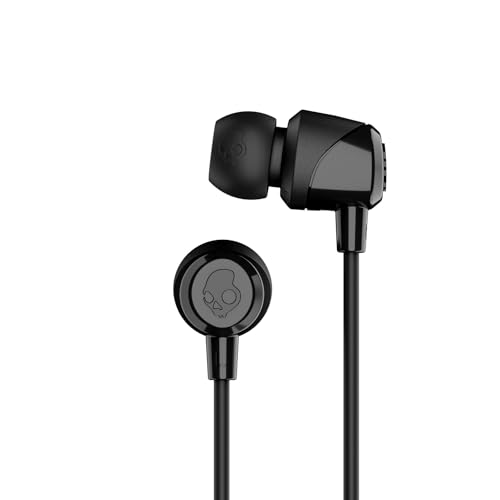 Skullcandy Jib Wired Earbuds with 3.5mm Plug, Noise Isolating Fit, Built-In Microphone Call and Track Control, Convenient for Travel - Black