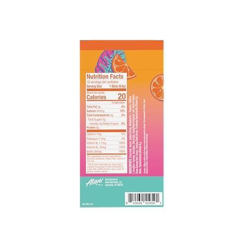 Alani Nu ORANGE KISS Energy Sticks, Energy Drink Powder, 200mg Caffeine, Pre Workout Performance with Antioxidants, On-The-Go Drink Mix, Biotin, B Vitamins, Zero Sugar, 5-10 Calories, 10 Pack