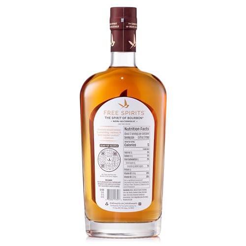 Free Spirits Non-Alcoholic Bourbon Spirit - Award Winning Whiskey Alternative - Low Calorie, Vegan, Gluten-Free with B-Vitamins - Natural Ingredients for Delicious Cocktails - 750 ml Bottle