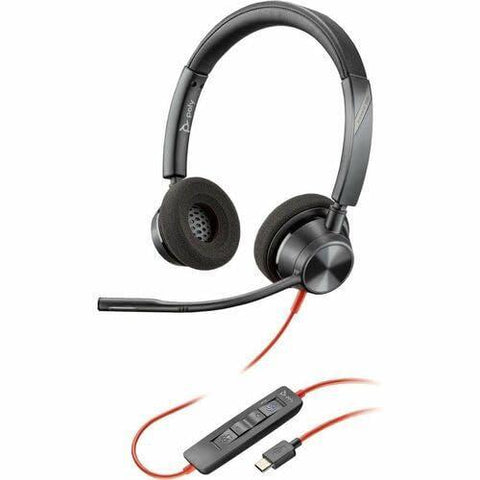 Poly Blackwire 3320 Microsoft Teams Certified Headset +USB-C/A Adapter TAA - Microsoft Teams Certification - Stereo - USB Type C, Mini-phone (3.5mm) - Wired - 32 Ohm - 20 Hz to 20 kHz - On-ear - Binau