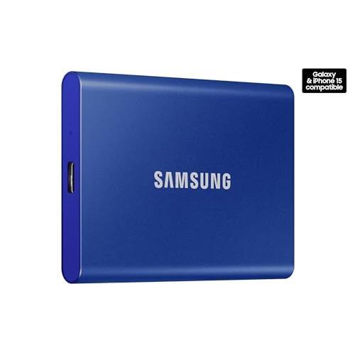 SAMSUNG T7 Portable SSD, 2TB External Solid State Drive, Speeds Up to 1,050MB/s, USB 3.2 Gen 2, Reliable Storage for Gaming, Students, Professionals, MU-PC2T0H/AM, Blue