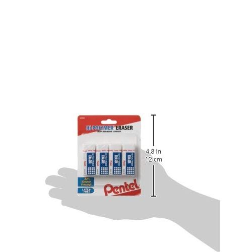Pentel Hi-Polymer Block Eraser Small White, Pack of 4 (ZEH05BP4)