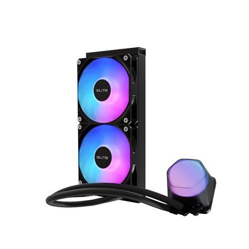 Design by Cooler Master 240 Elite Liquid AIO CPU Liquid Cooler, R9|Ultra 7, Ceramic Bearing Pump, Translucent aRGB Cover, 240 Radiator, PWM Fans, AMD Ryzen AM5|4, Intel LGA 1851|1700 Platform