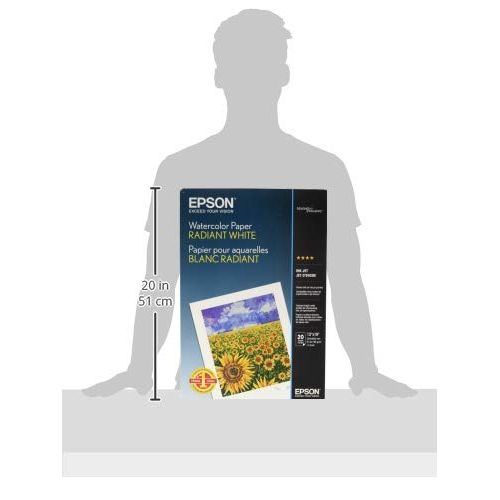 Epson Watercolor Paper Radiant, White, 13 x 19 Inches, 20 Sheets (S041351)