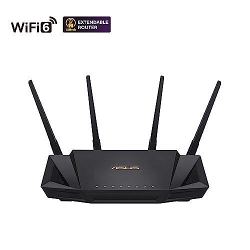 ASUS RT-AX3000 Ultra-Fast Dual Band Gigabit Wireless Router - Next Gen WiFi 6, Adaptive QoS, and AiProtection by Trend Micro | 1x WAN, 4x 1G LAN, 1x USB 3.0 - AiMesh Compatible