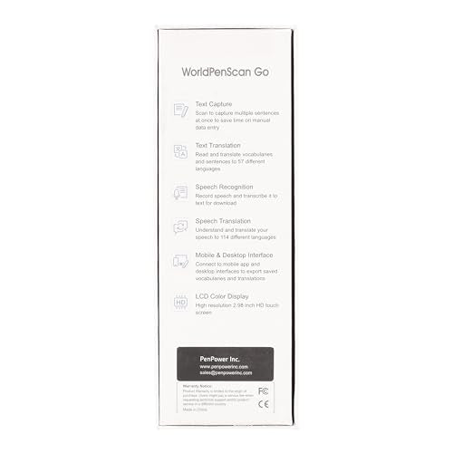 PenPower WorldPenScan Go - Translation Pen with Scanning, Reading, Audio Recording, Live Interpretation, and AI English Learning Platform for Kids & Adults