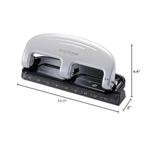 Bostitch Office EZ Squeeze 3-Hole Punch, 20 Sheet Capacity, Reduced Effort, No Jam Technology , Silver
