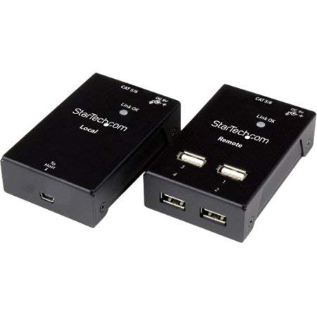 StarTech.com 4-Port USB 2.0-Over-Cat5/6 Extender up to 130-Feet with Compact USB Extension (USB2004EXTV)