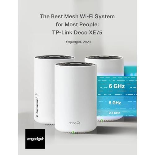TP-Link Deco XE75 AXE5400 Tri-Band WiFi 6E Mesh System - Covers up to 5500 Sq.Ft, Replaces WiFi Router and Extender, AI-Driven Mesh, 6GHz Band, 2-Pack