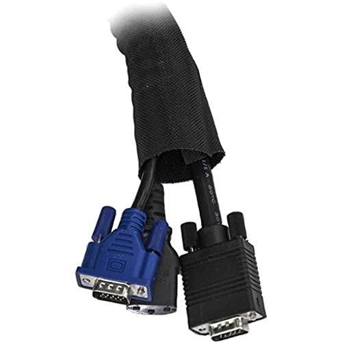 StarTech.com 6.5' (2m) Cable Management Sleeve - Flexible Coiled Cable Wrap - 1.0-1.5" dia. Expandable Sleeve - Polyester Cord Manager/Protector/Concealer - Black Trimmable Cable Organizer (WKSTNCM)
