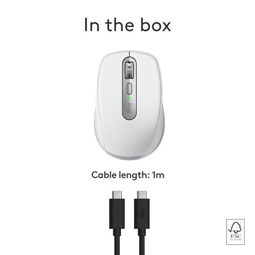Logitech MX Anywhere 3S for Mac, Compact Wireless Bluetooth Mouse, 8K DPI Any-Surface Tracking, Quiet Clicks, USB C, Wireless Mouse for MacBook Pro, MacBook Air, iMac, iPad - Pale Grey