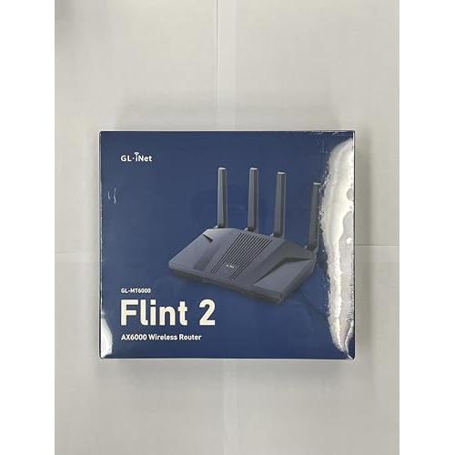 GL.iNet GL-MT6000 (Flint 2) WiFi 6 High Speed Gaming Routers for Wireless Internet, 2 x 2.5G Ethernet Ports for Fiber Optic Modem, Long Range Computer VPN WiFi Router, Home & Business