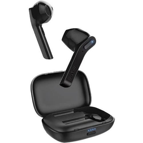 Maxell Jelleez True Wireless Bluetooth 5.0 Earbuds + Rubberized Charging Case & Earbuds – Secure Comfort Fit – IPX4 Sweat Resistance - 9-Hr Playtime – Enhanced Bass – Black (199460)
