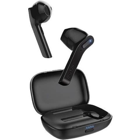 Maxell Jelleez True Wireless Bluetooth 5.0 Earbuds + Rubberized Charging Case & Earbuds – Secure Comfort Fit – IPX4 Sweat Resistance - 9-Hr Playtime – Enhanced Bass – Black (199460)