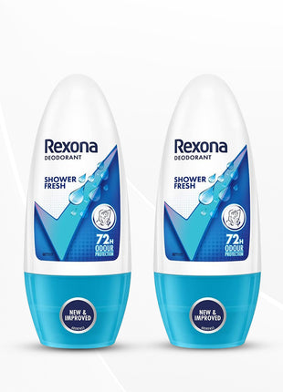 Rexona Shower Fresh Underarm Roll On Deodorant For Women | 50 ml, pack of 2