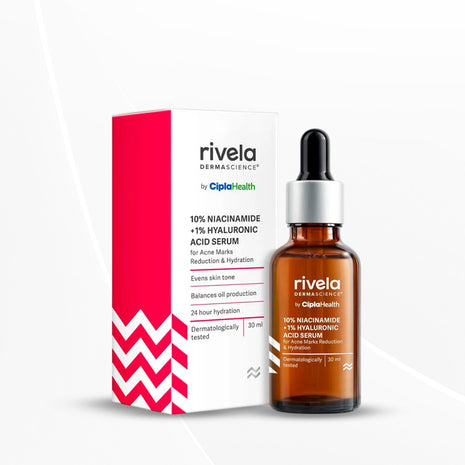 Rivela Dermascience 10% Niacinamide Face Serum By Cipla For Acne Marks, 30ml