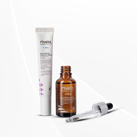 Rivela Dermascience Acne Care Duo | 10% Vitamin C Serum (30ml) & Eye Cream (15ml) | 2 Items in Set