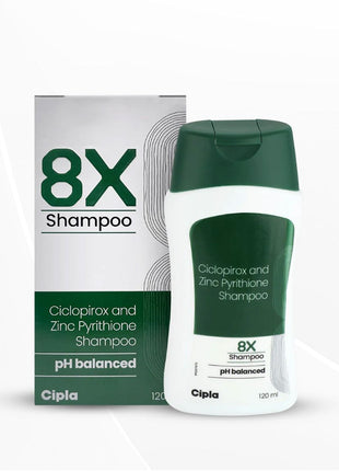 8X - Shampoo with Ciclopirox and Zinc Pyrithione Bottle of 120g
