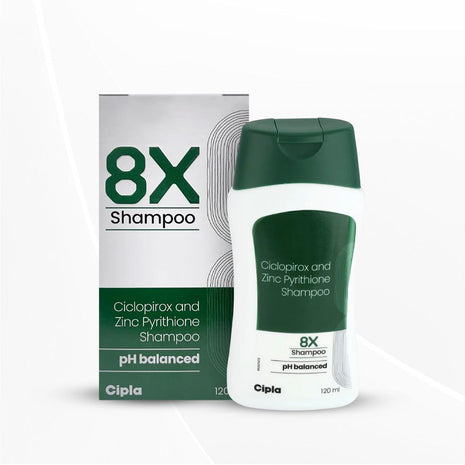 8X - Shampoo with Ciclopirox and Zinc Pyrithione Bottle of 120g