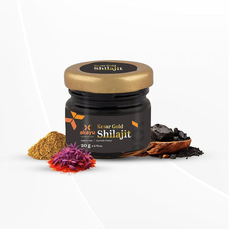 Akayu Kesar Gold Himalayan Shilajit - Contains 24 Carat Gold - Ayurvedic Shilajit 20 gm