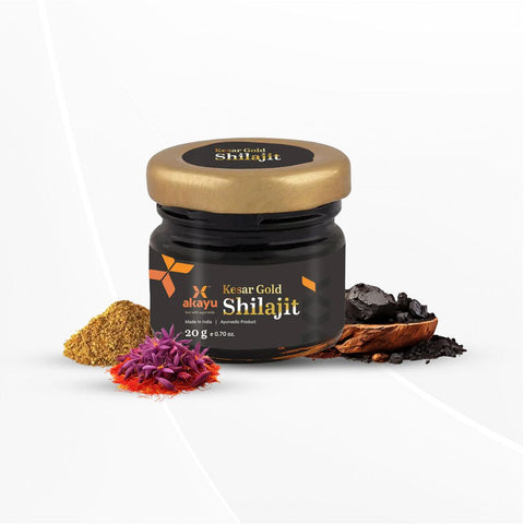 Akayu Kesar Gold Himalayan Shilajit - Contains 24 Carat Gold - Ayurvedic Shilajit 20 gm