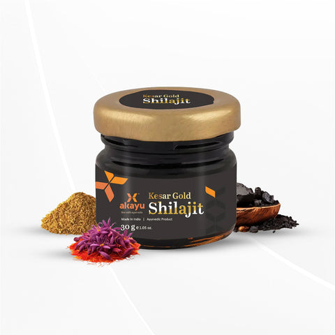 Akayu Kesar Gold Himalayan Shilajit Contains 24 Carat Gold - Ayurvedic Shilajit (30 gm)