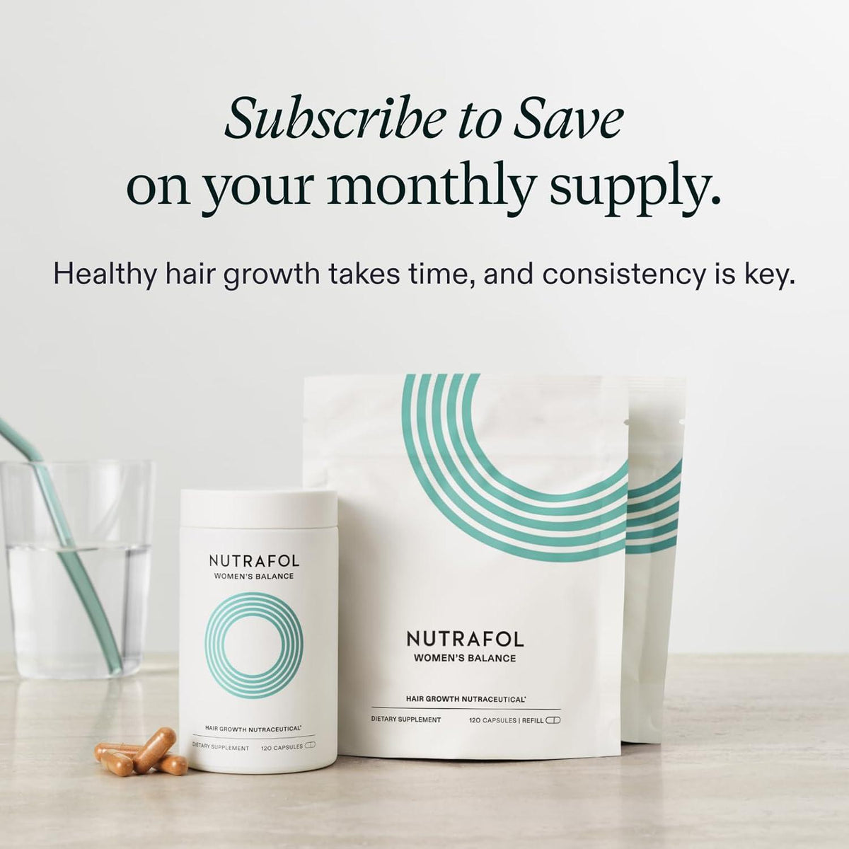 Nutrafol Women's Balance Hair Growth Supplements, Ages 45 and Up, Clinically Proven for Visibly Thicker Hair and Scalp Coverage, Dermatologist Recommended