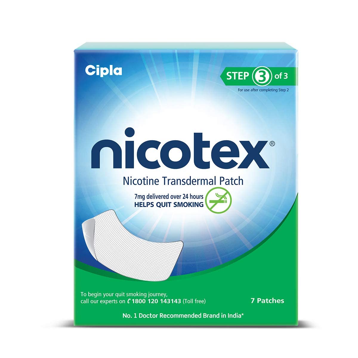 Cipla Nicotex Nicotine Transdermal Patch | Helps to Quit Smoking | WHO - Approved Therapy | 7 Patches