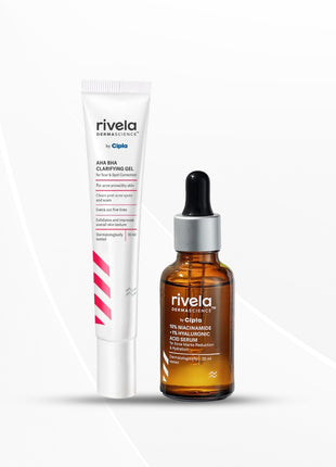 Rivela Dermascience Scar and Acne Marks Duo | Serum (30ml) & AHA BHA Clarifying Gel (15ml)