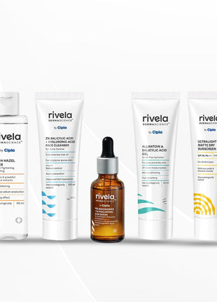 Rivela Dermascience Set |Cleanser 100ml,Toner 100ml,Face Serum 30ml,Gel 50ml & Sunscreen 50gm