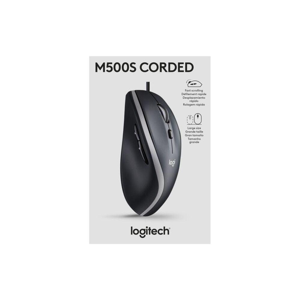 Logitech M500s Advanced Corded Mouse with Advanced Hyper-Fast Scrolling & Tilt, Customizable Buttons, High Precision Tracking with DPI Switch, USB Plug & Play
