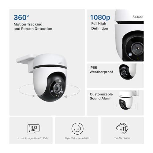 TP-Link Tapo 1080P Outdoor Wired Pan/Tilt Security Wi-Fi Camera, 360° View, Motion Tracking, Works with Alexa & Google Home, Night Vision, Free AI Detection, Cloud & SD Card Storage, Tapo C500