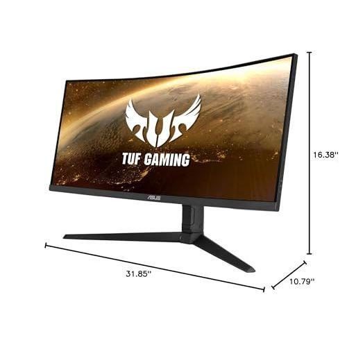 ASUS TUF 34 Inch Curved Gaming Monitor - WQHD (3440x1440), 165Hz, 1ms, Extreme Low Motion Blur, FreeSync Premium, Eye Care, Height Adjustable, DisplayHDR 400, DisplayPort, HDMI, USB - VG34VQL1B