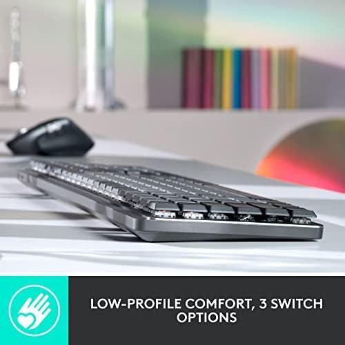 Logitech MX Mechanical Mini Wireless Illuminated Keyboard, Tactile Quiet Switches, Backlit, Bluetooth, USB-C, macOS, Windows, Linux, iOS, Android, Metal