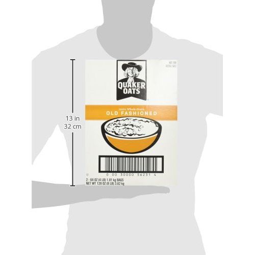 Quaker Old Fashioned Rolled Oats, Non GMO Project Verified, Two 64oz Bags in Box, 90 Servings, 4 Pound (Pack of 2)