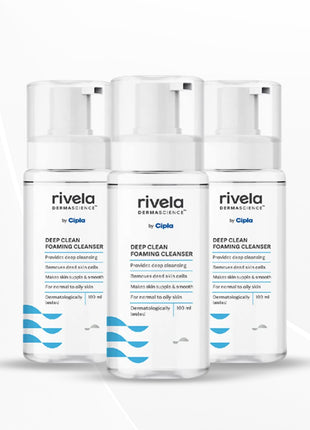 Rivela Dermascience Deep Clean Foaming Facial Cleanser By Cipla | 100 ml | Pack of 3