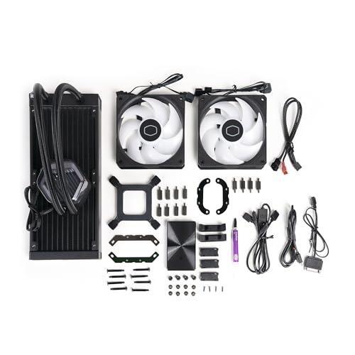 Cooler Master 240 Atmos High Performance Close-Loop AIO Liquid Cooler, R9|i7 Dual Chamber Pump, Customize Cover, Sickleflow Edge PWM, aRGB Lighting, AMD Ryzen AM5|4, Intel LGA 1851|1700 Platform